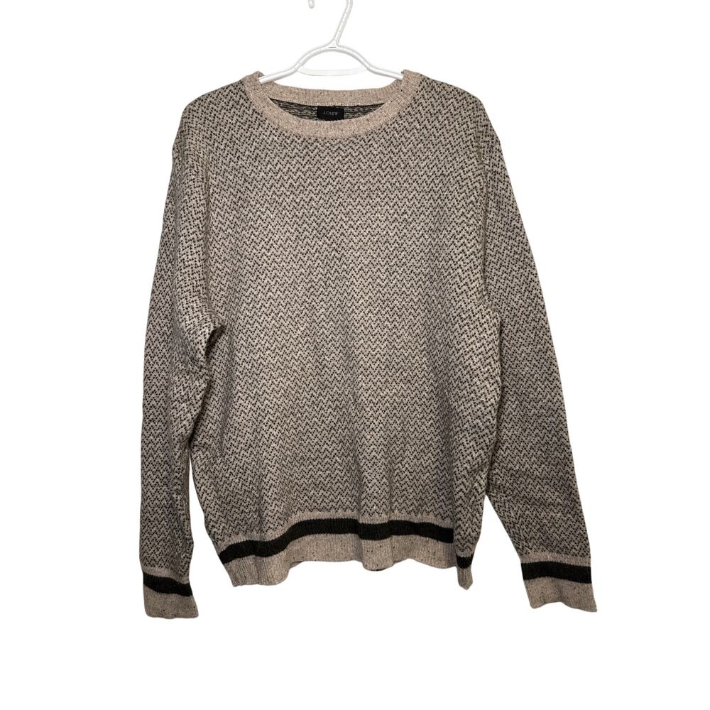 J Crew rugged merino wool donegal herringbone‎ crewneck sweater mens XL preppy
